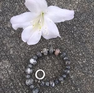 Barse  Thailand signed 925  Silver Agate Bracelet